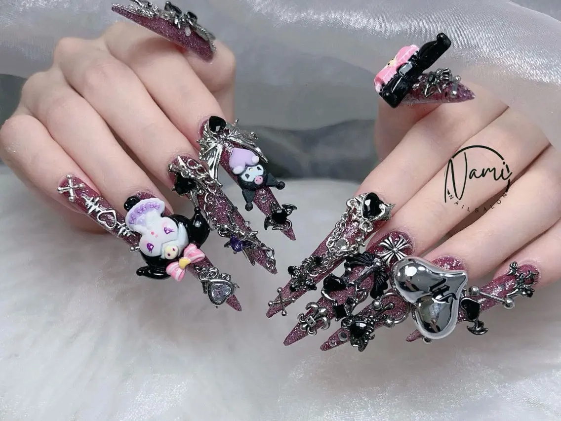 ネイル 長さ出し ガーリー 韓国ネイル ロングネイル 持ち込み ハンドネイル Nami nail salonのネイルデザイン