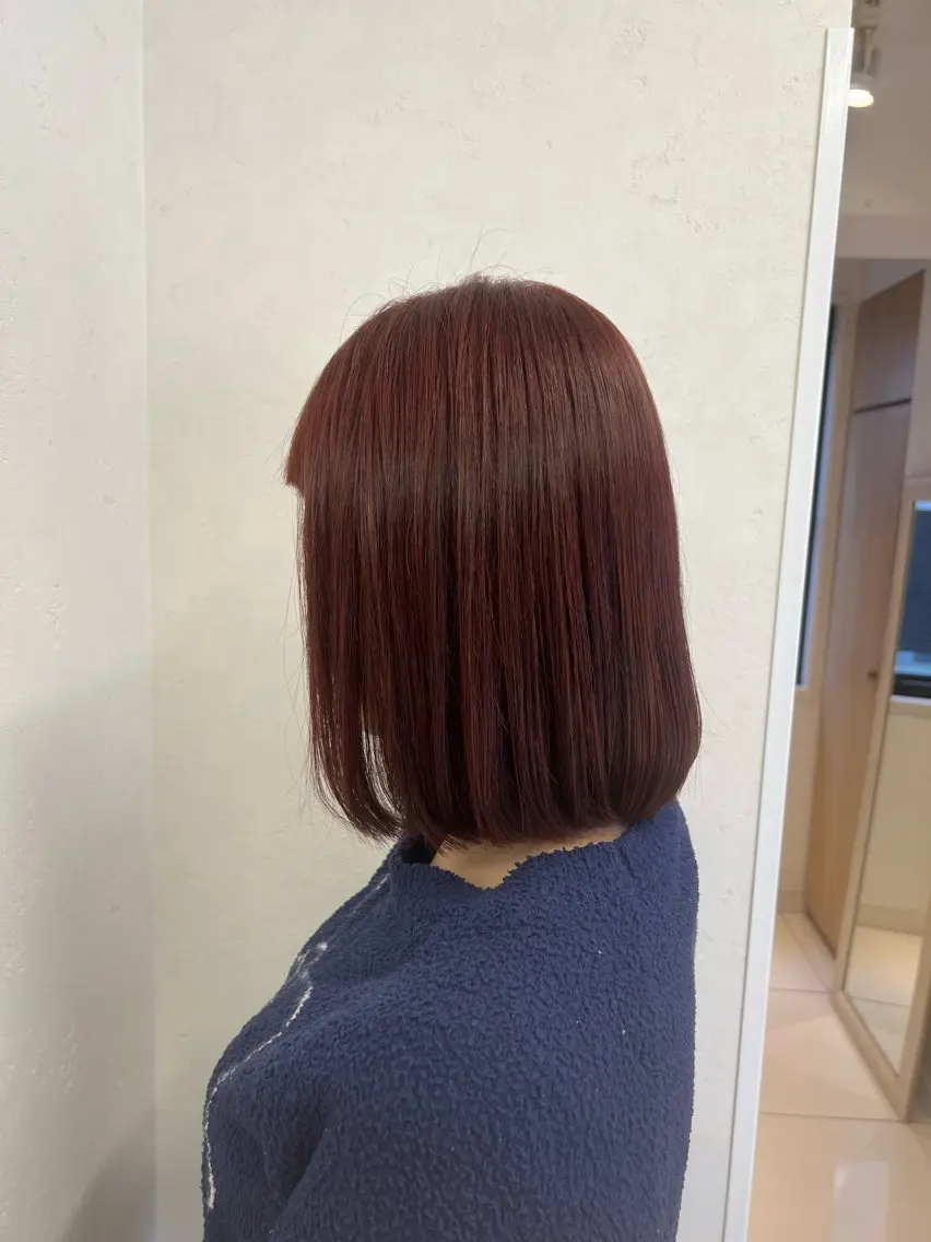 ミディアム カラー ピンクカラー カット ヘアカラー トリートメント ボブ/透明感カラー /さちかのヘアスタイル