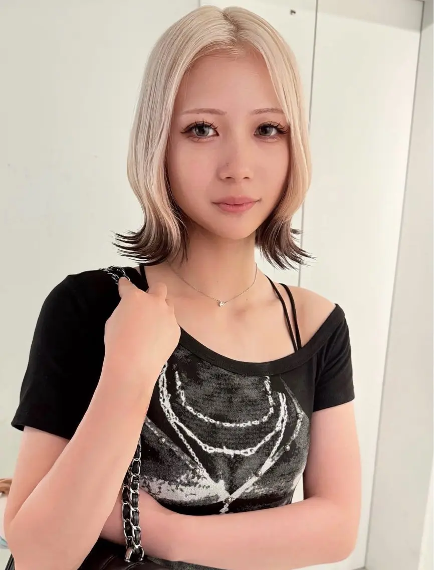 ミディアム カラー ブロンド デザインカラー ハイトーンカラー ボブ ヘアカラー トリートメント 心斎橋/ブリーチ minamiのヘアスタイル