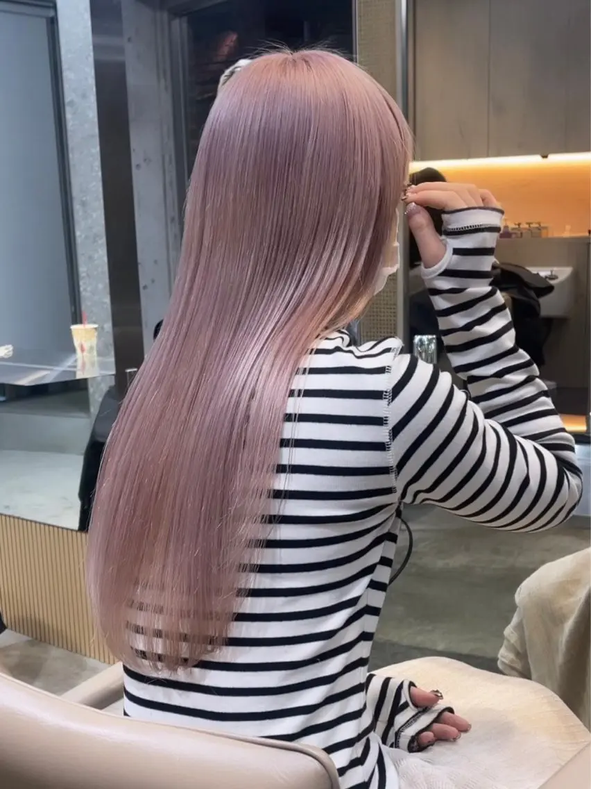 ロング ヘアカラー ブリーチなしダブル ブリーチカラー優海のヘアスタイル