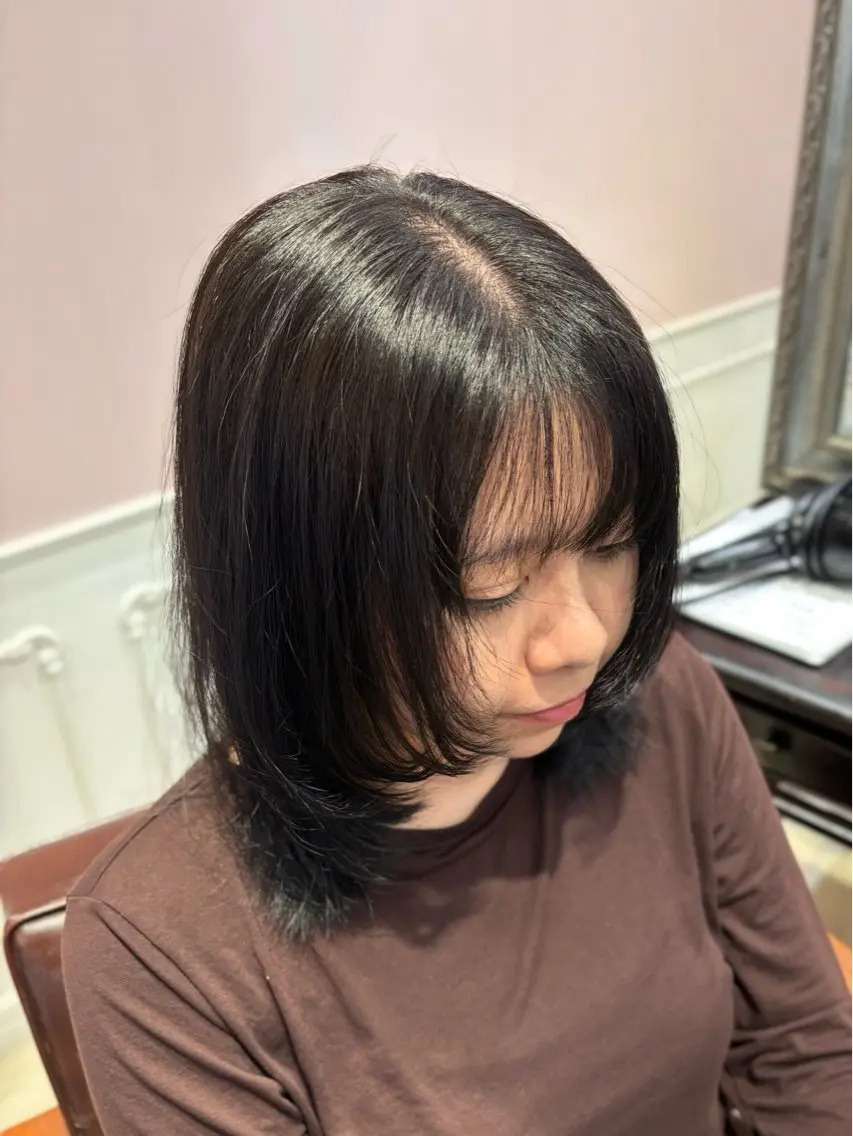 ミディアム カラー カット ヘアカラー 🌱なゆみ🌱透明感 /ナチュラル/高宮のヘアスタイル