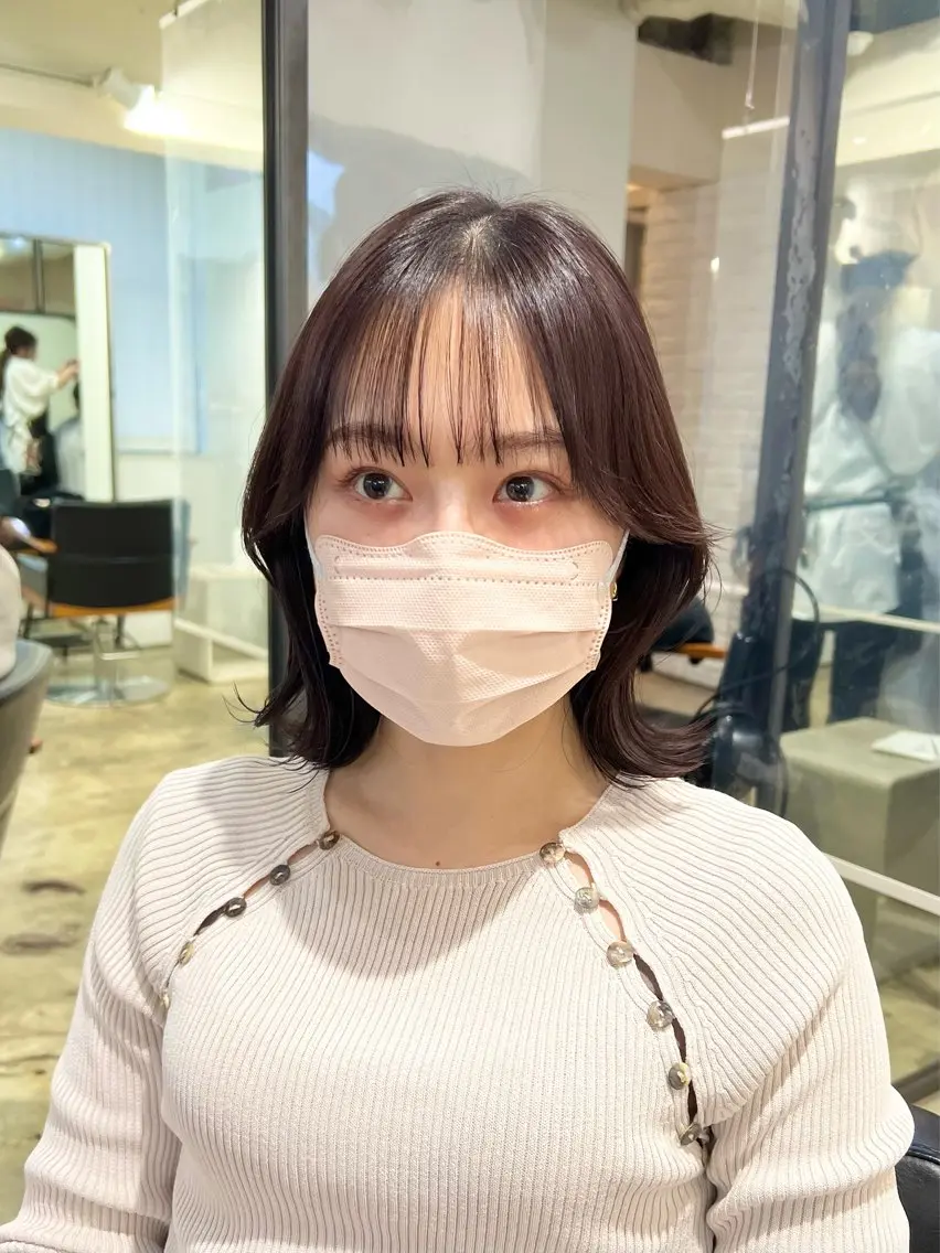 ミディアム ボブ くびれヘア カット ヘアカラー トリートメント 【韓国風くびれヘア】 joule小木曽輝のヘアスタイル