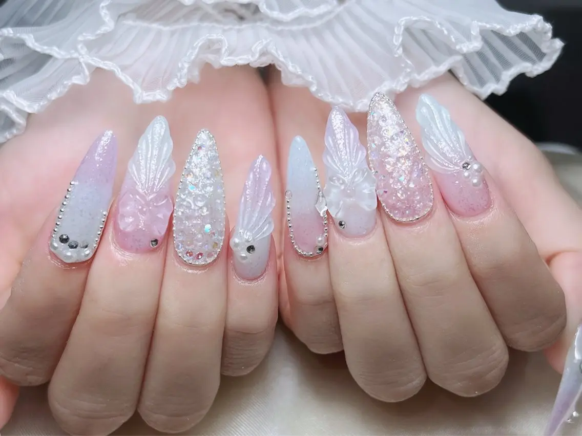 ネイル オーロラネイル ボルドー ブラウン 氷ネイル・うるうるネイル キラキラネイル ハンドネイル Sora  Nail 長さ出し専門店のネイルデザイン