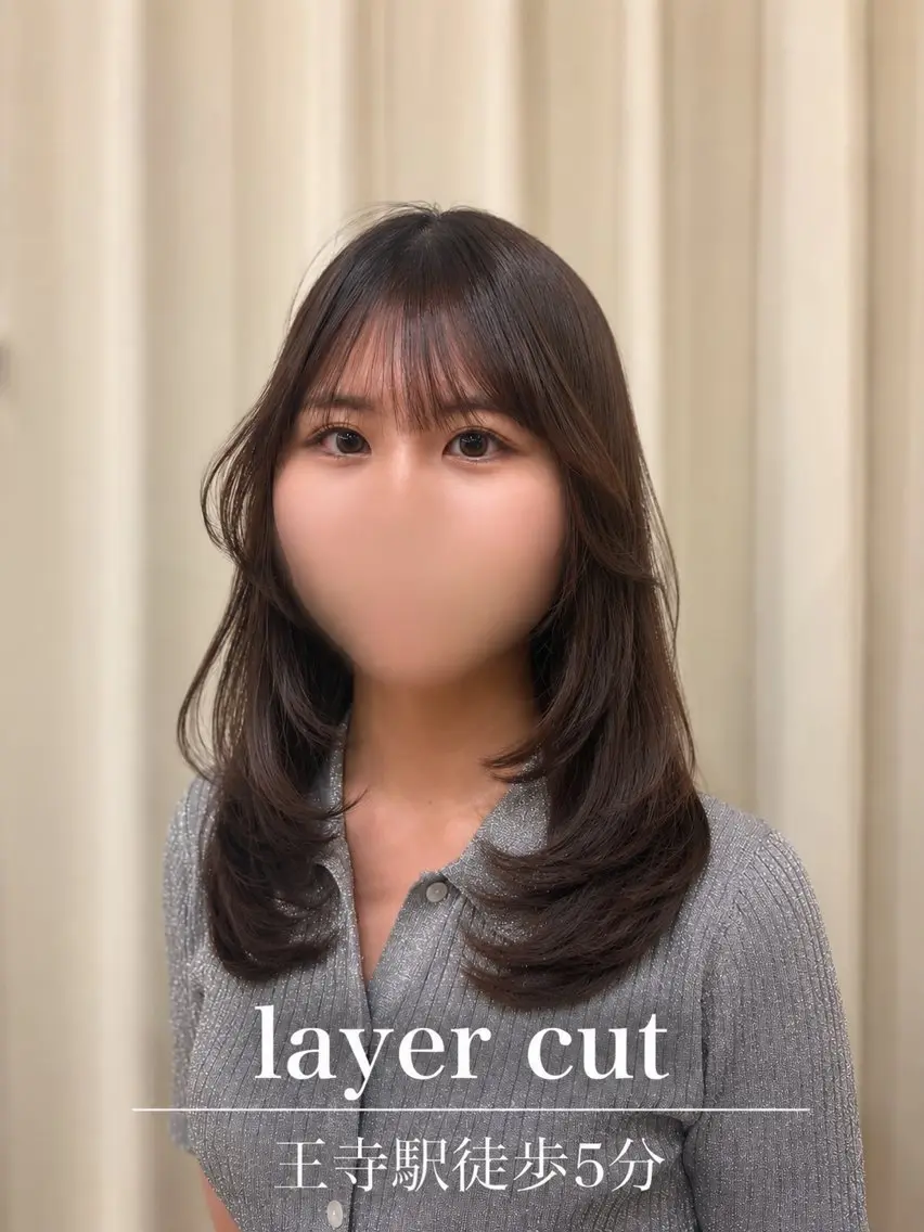 セミロング カラー カット ヘアカラー トリートメント 🍎レイヤー🍎 SAYAのヘアスタイル