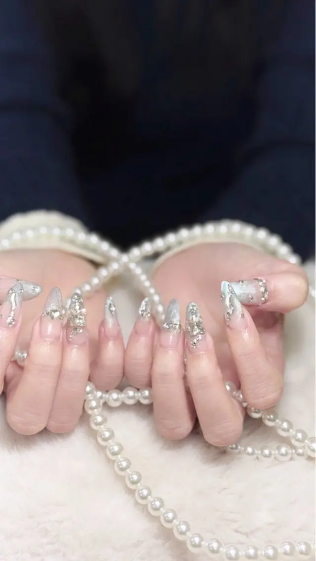 ネイル アートネイル ロングネイル スカルプネイル ワンホンネイル AURA NAIL🎀💅のネイルデザイン