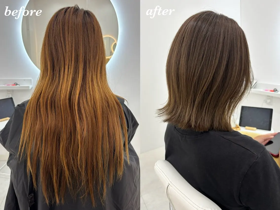 ミディアム カラー カット ヘアカラー トリートメント 【aini天王寺】 𝐚𝐢𝐫𝐢✂︎のヘアスタイル