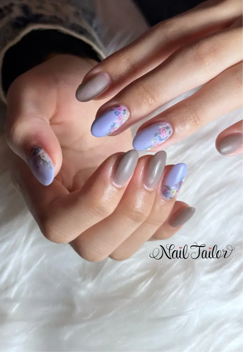 ネイル フラワーネイル マットネイル ハンドネイル NailTailor ネイルテイラーのネイルデザイン