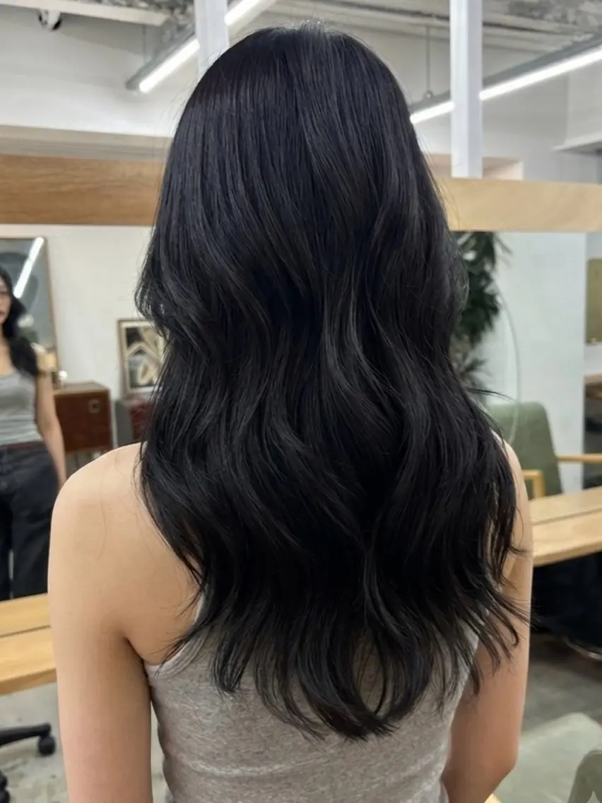 ロング カラー カット ヘアカラー まさとレイヤーカット 透け感カラー/心斎橋のヘアスタイル