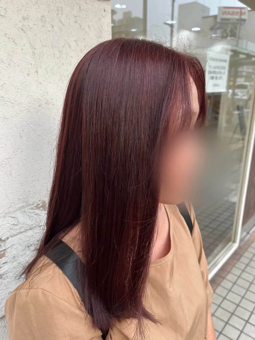 ロング カラー レッドカラー 鳥見 若菜のヘアスタイル