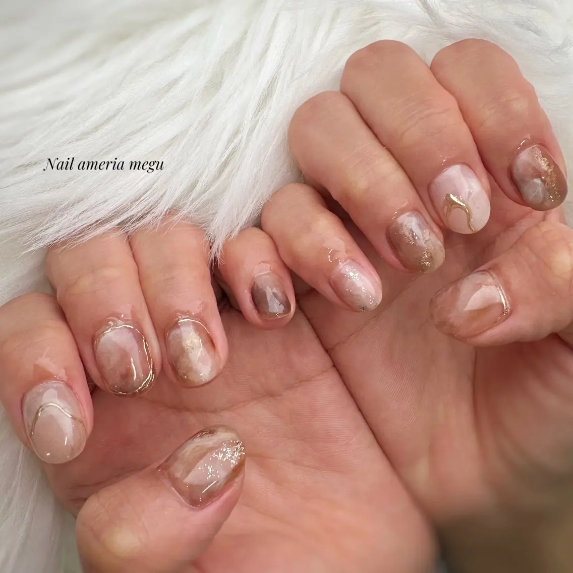 ネイル ブラウン ニュアンスネイル ハンドネイル ameria meguのネイルデザイン