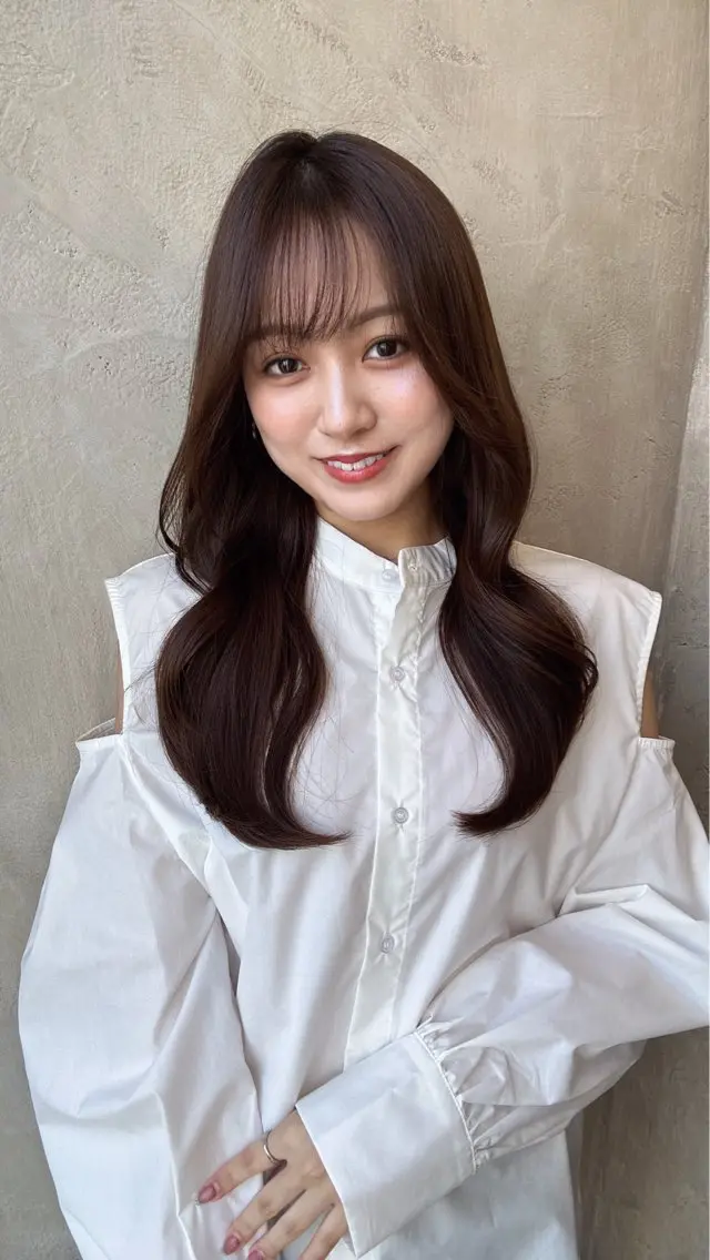 ロング パーマ 銀座✨レイヤーカット 顔まわり/坂本亜裟海のヘアスタイル