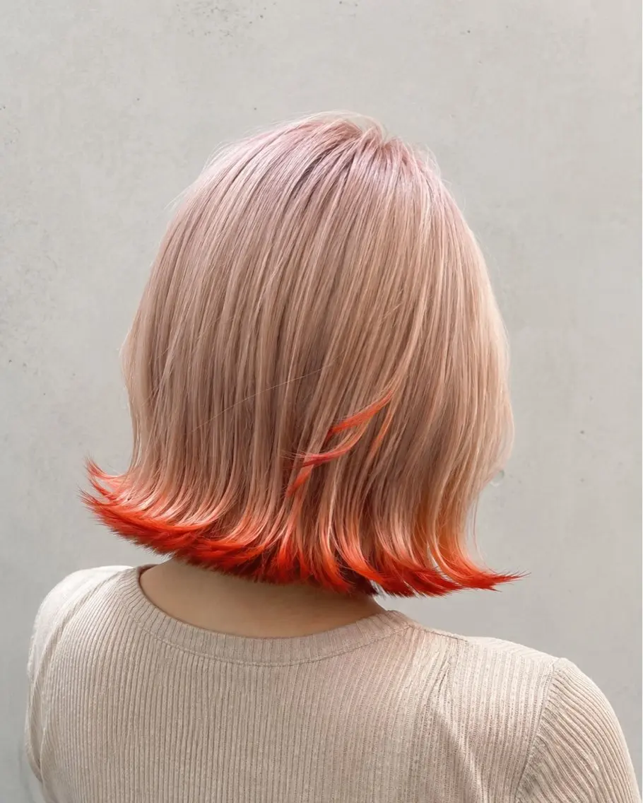 ミディアム カラー ブリーチ デザインカラー ハイトーンカラー カット ヘアカラー トリートメント 小田 晃瑛のヘアスタイル