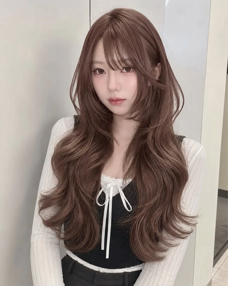 ロング カラー ヘアカラー トリートメント Ryoichi⛓️ 韓国ヘア/ハイトーンのヘアスタイル