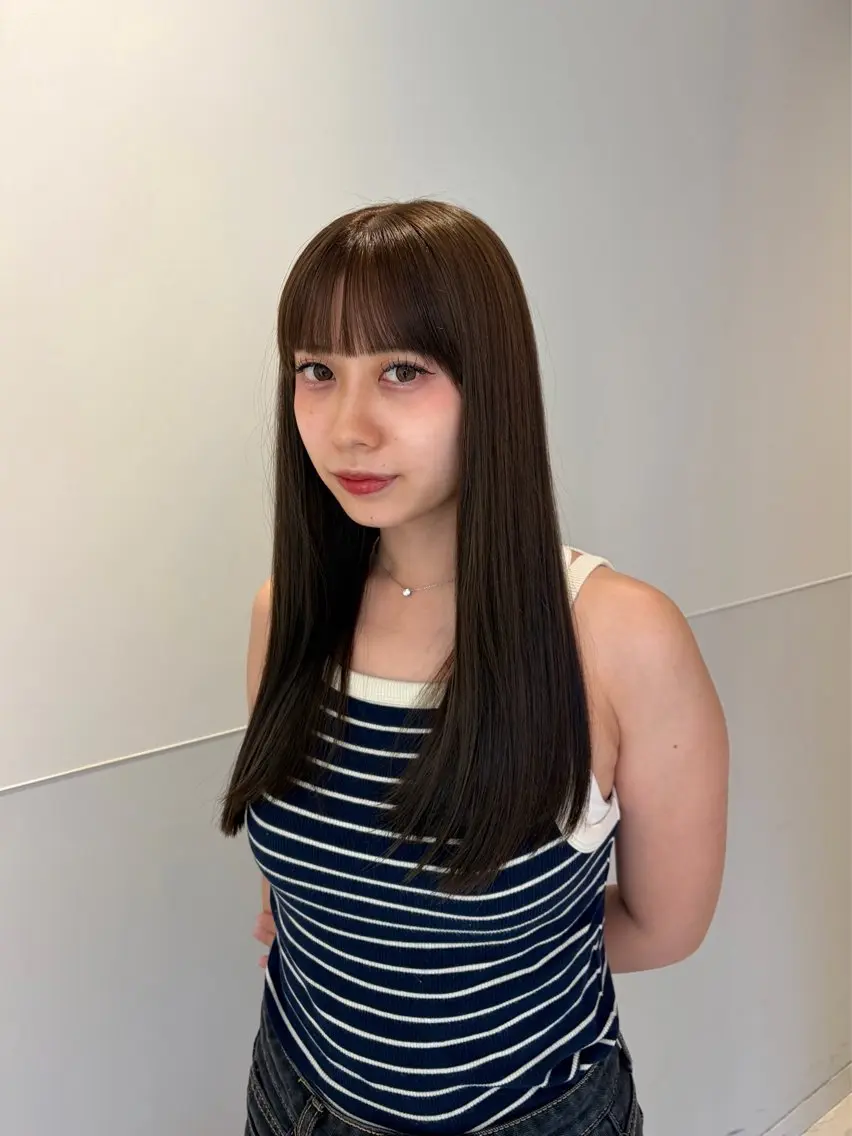 セミロング 髪質改善 縮毛矯正 カット 縮毛矯正 トリートメント れん/梅田美容室 縮毛矯正/透明感のヘアスタイル