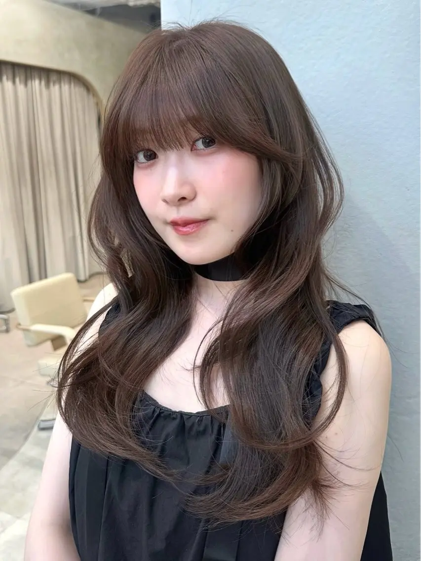 ロング レイヤーカット トリートメント カット ヘアカラー トリートメント 韓国ヘア🦢🖤 Sayumiのヘアスタイル