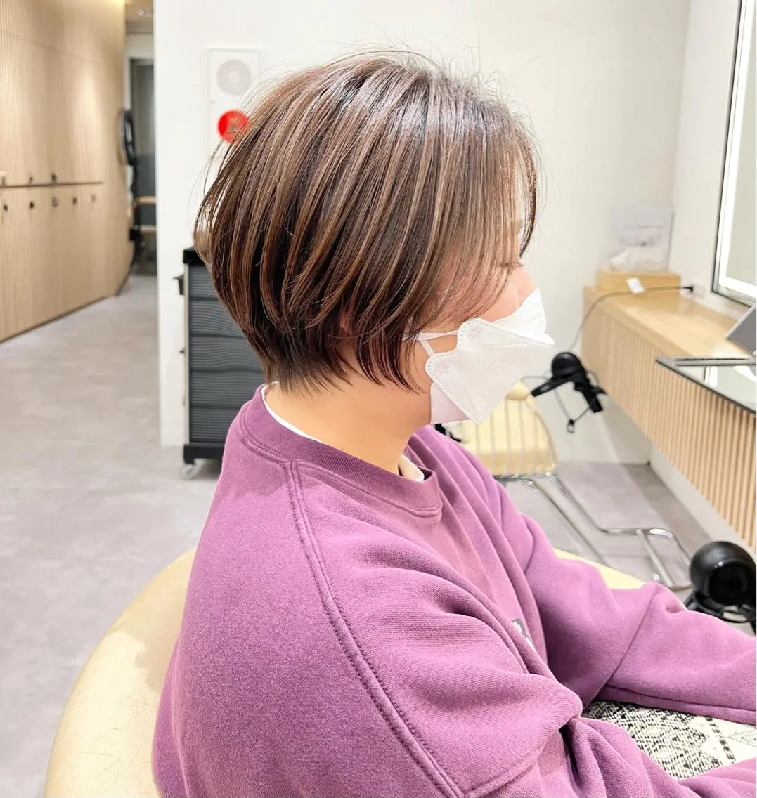 ショート カラー ハイライトカラー ハイライト ショートヘア 【似合わせ・レイヤー ・パーマ】海気のヘアスタイル