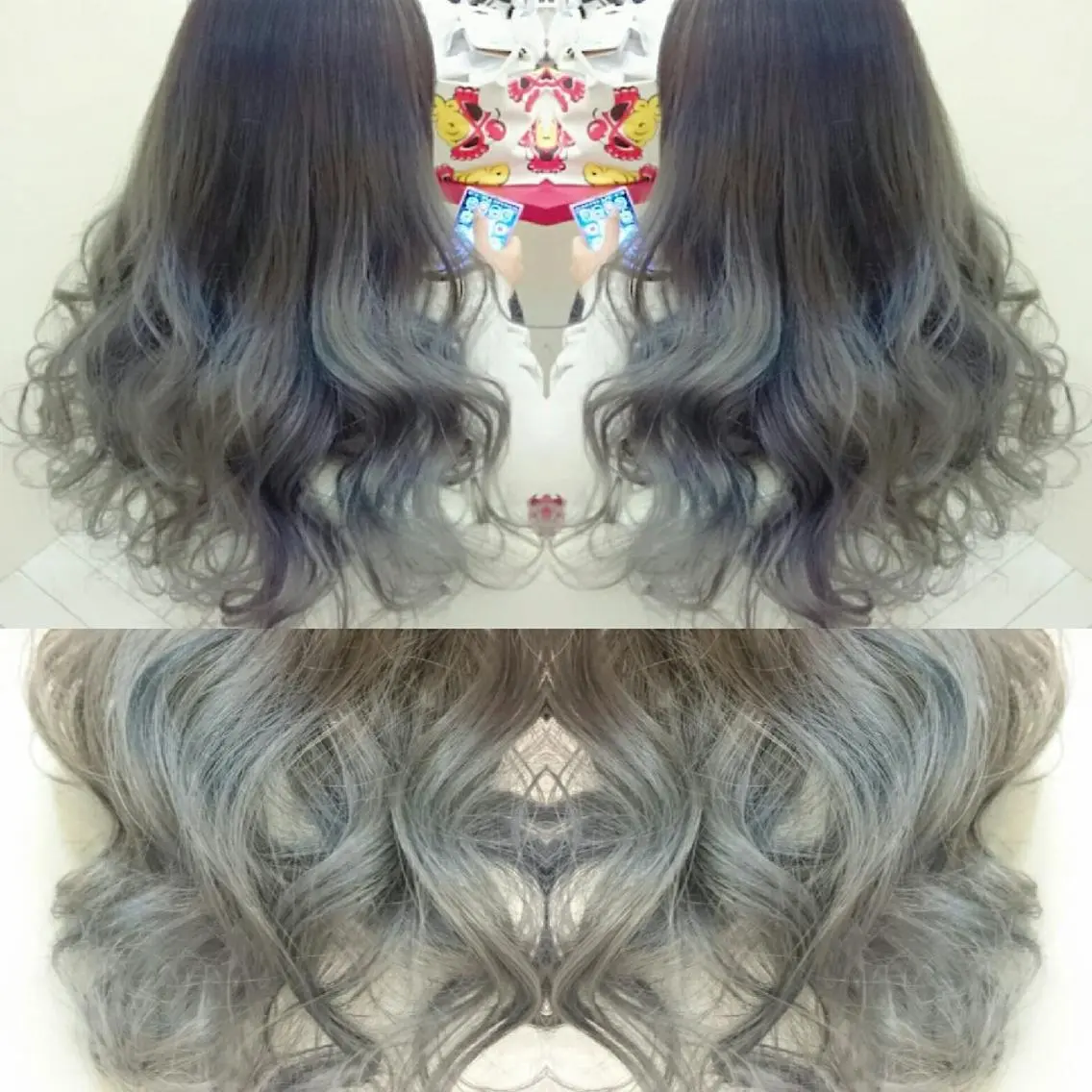 セミロング カラー アッシュ ブリーチ グラデーションカラー Le Lien カジのヘアスタイル