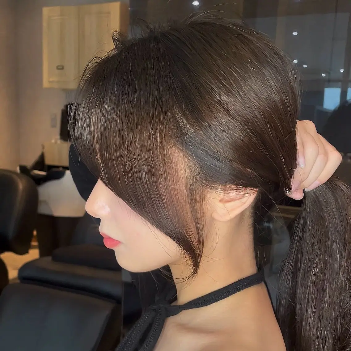 セミロング ケアカラー ハッシュカット ハイレイヤー 髪質改善 韓国風ヘア カット ヘアカラー トリートメント ヘッドスパ ヘアセット ハッシュカット🖤✨ 顔周り/韓国ヘアのヘアスタイル