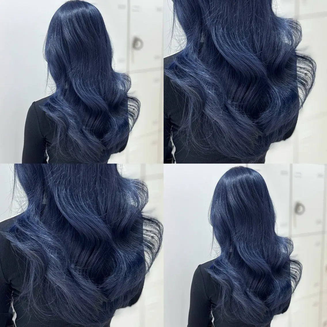 ロング 髪質改善 韓国風ヘア レイヤーカット 似合わせカット カット ヘアカラー 縮毛矯正× ブルーブラック/池袋のヘアスタイル