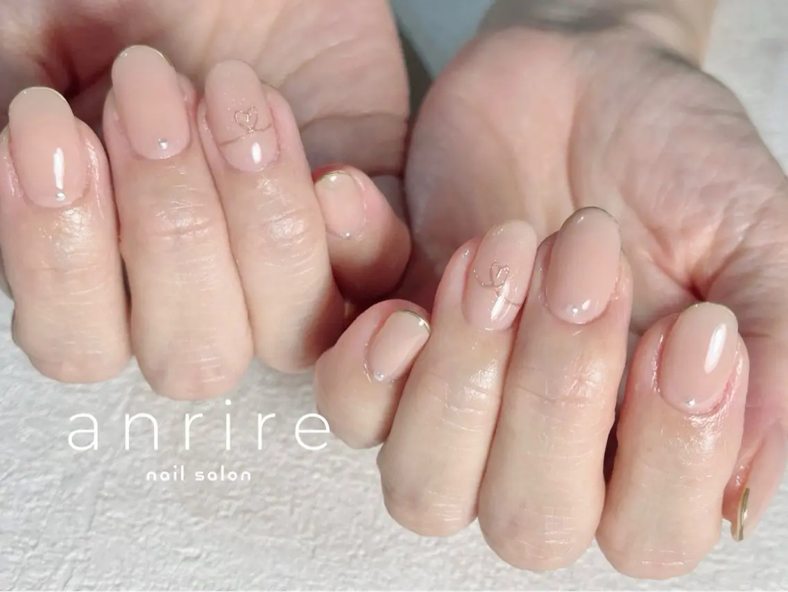 ネイル アートネイル フレンチネイル ジェルネイル ハート ミラーネイル ハンドネイル nailsalon anrireのネイルデザイン