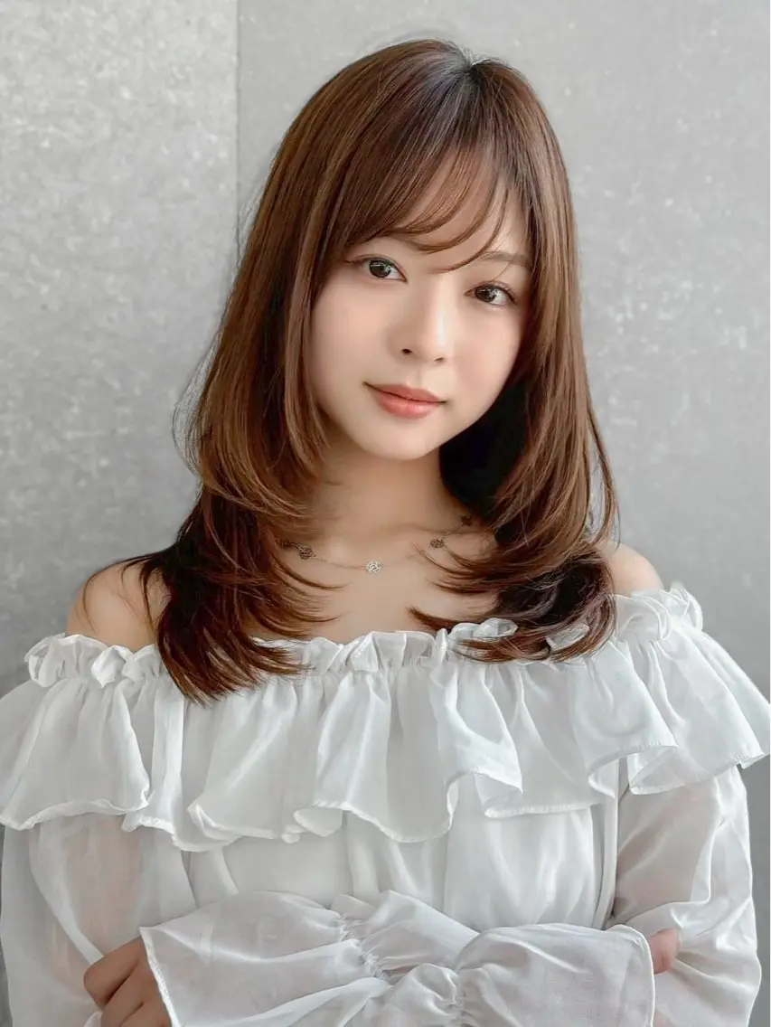 ミディアム カット ヘアカラー トリートメント 久米 春輝のヘアスタイル