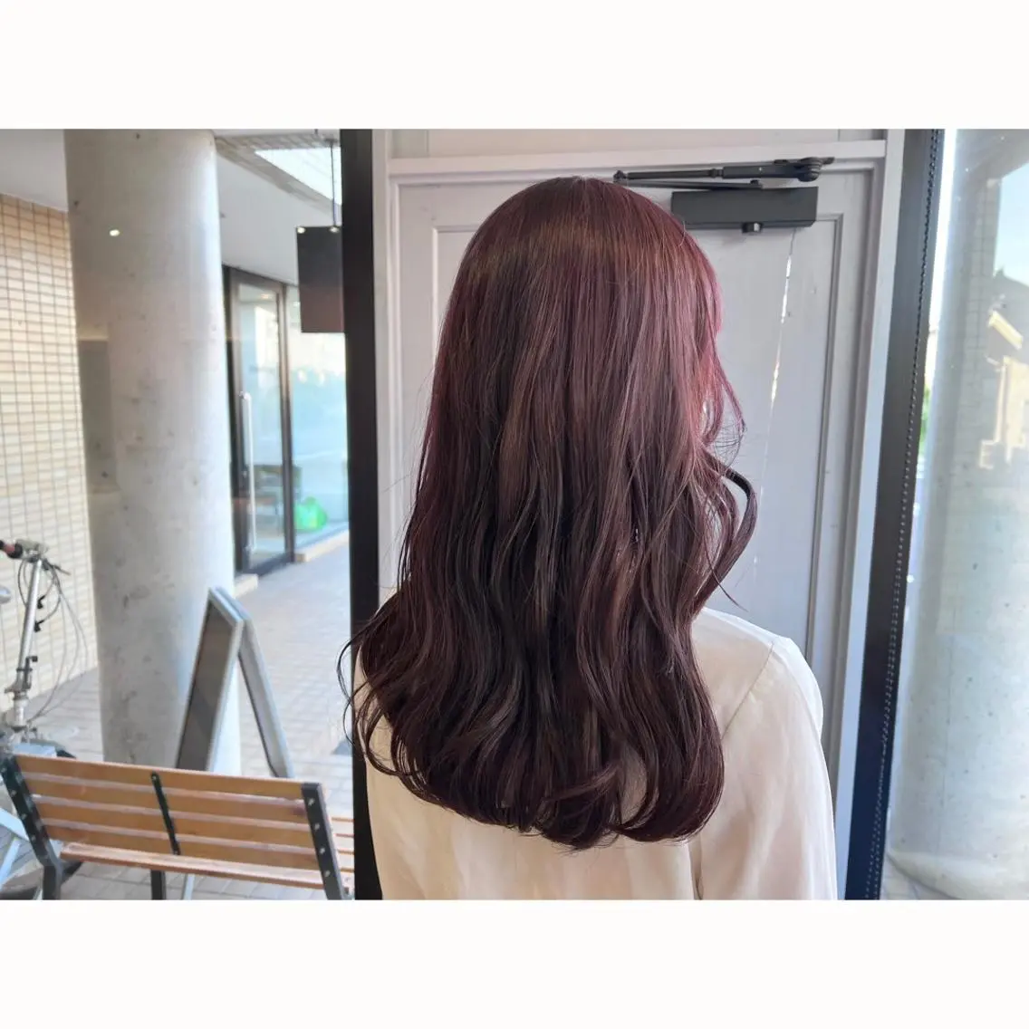 ロング カラー ブリーチ ダブルカラー ブリーチなしカラー ピンクカラー ヘアカラー トリートメント ツキダテ ユイのヘアスタイル
