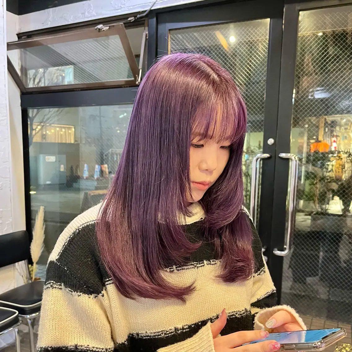 セミロング カラー ヘアカラー トリートメント ボブ/レイヤー/ ハッシュカット/河内のヘアスタイル