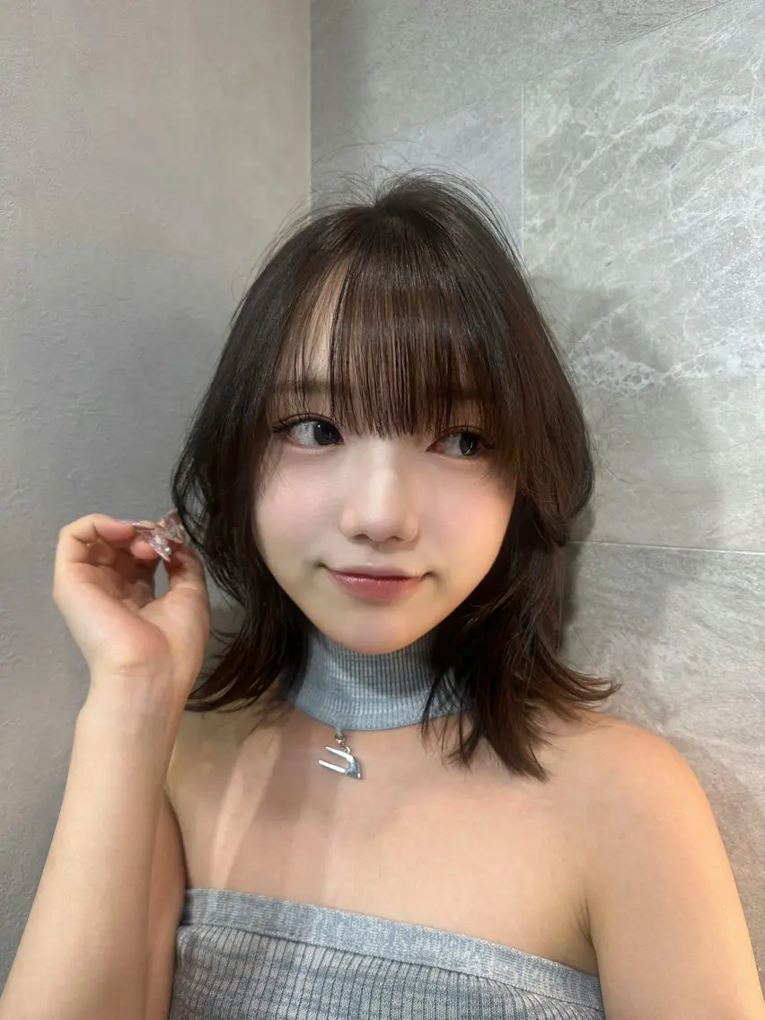 ミディアム くびれヘア 伸ばしかけ カット ヘアカラー 縮毛矯正/ ✨艶髪/芦川優磨のヘアスタイル