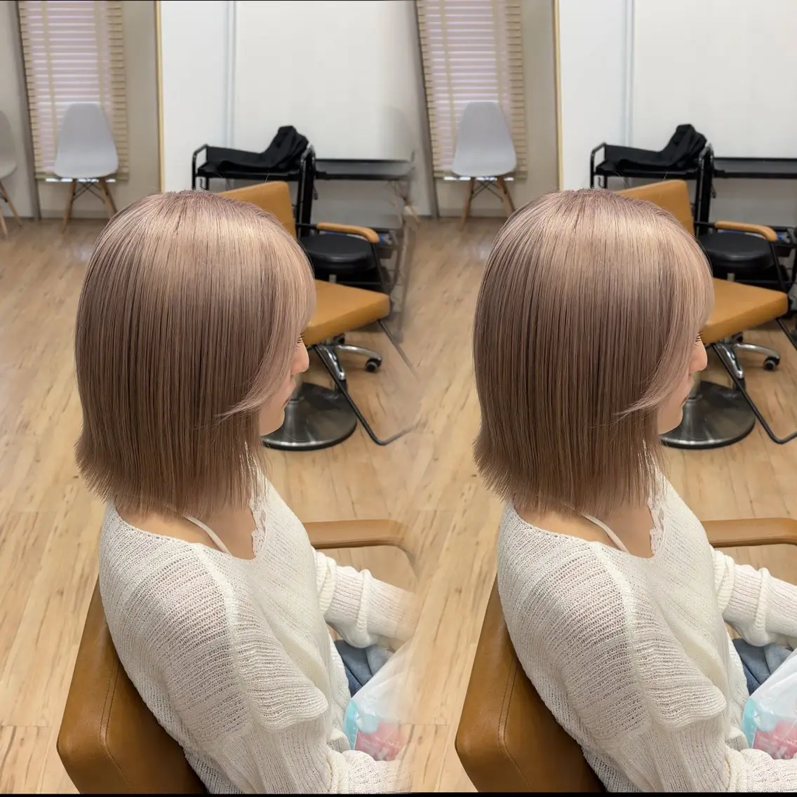ミディアム カラー ベージュカラー ブリーチ ミルクティーベージュ ヘアカラー 葉南 /LIANのヘアスタイル