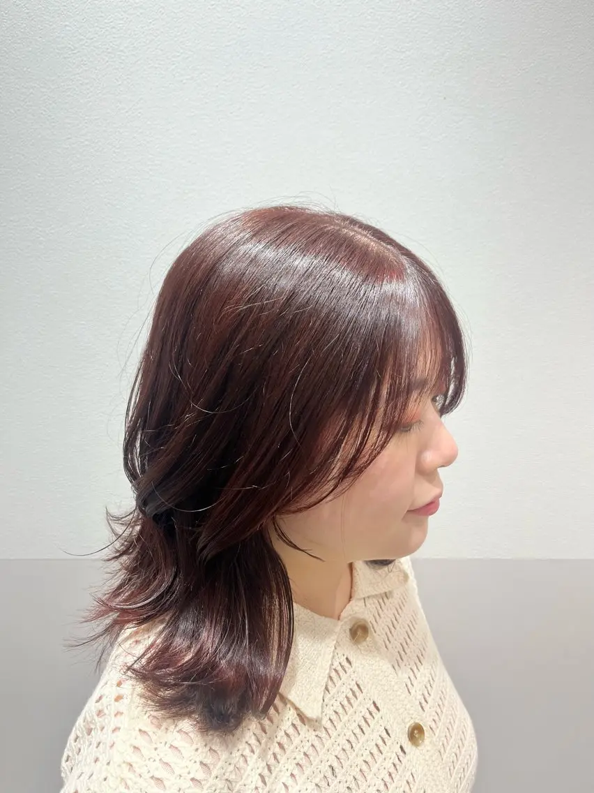 ミディアム オレンジブラウン カット ヘアカラー トリートメント 大宮レイヤーカット× 透明感カラー　rioのヘアスタイル