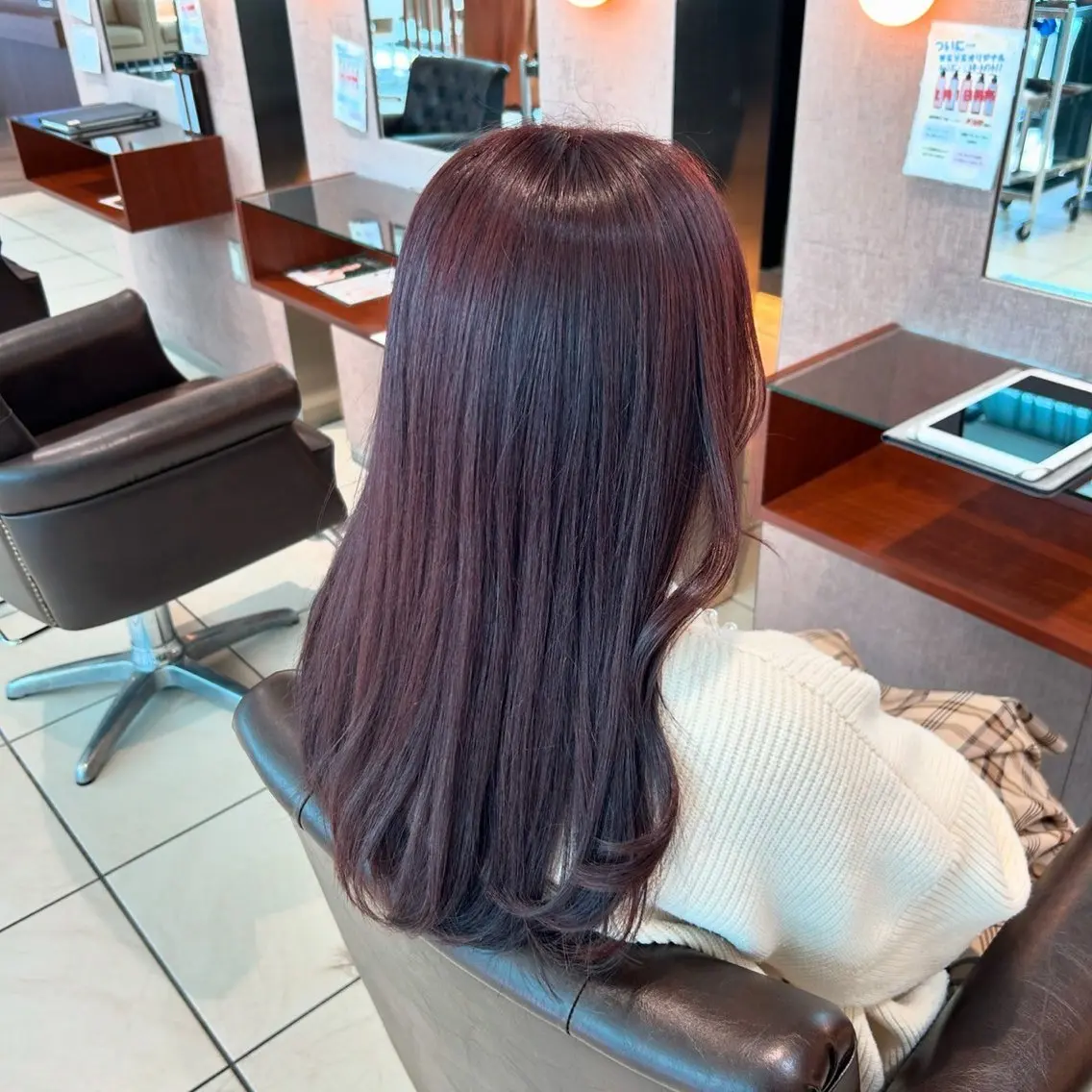 ロング カラー ラベンダーカラー ピンクカラー ピンクラベンダー 落合 千夏のヘアスタイル