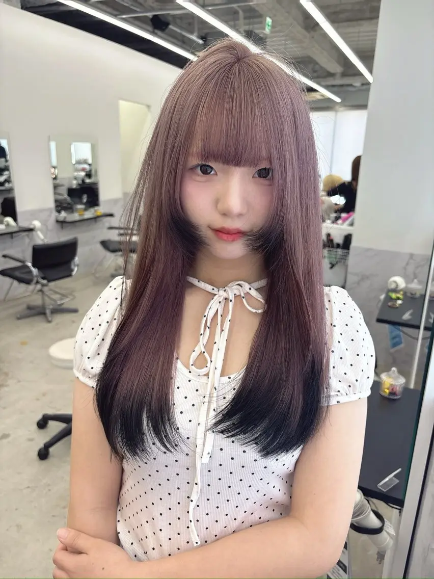 ロング カラー ブリーチ ケアブリーチ デザインカラー 似合わせカット トリートメント ヘアカラー ブリーチカラー/ デザインカラー/栄のヘアスタイル