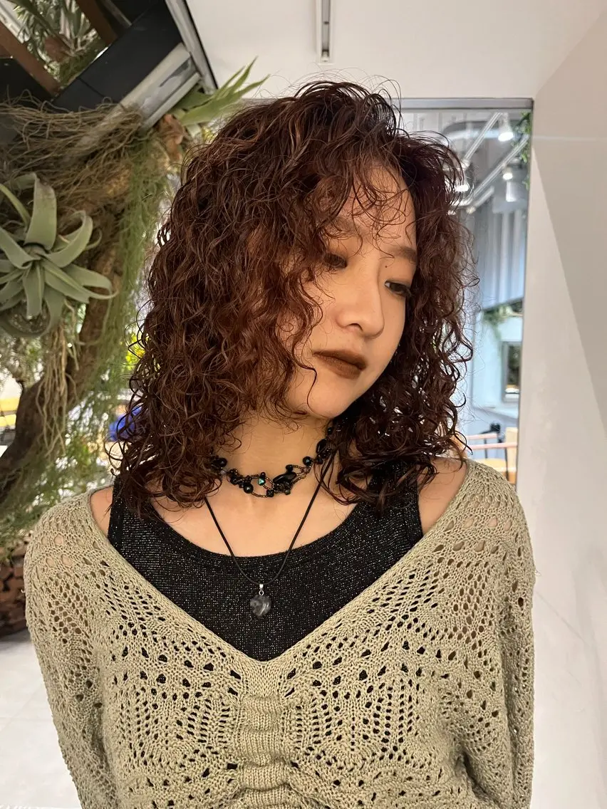 ミディアム 🌀パーマ　レイヤー ボブ/marinoのヘアスタイル