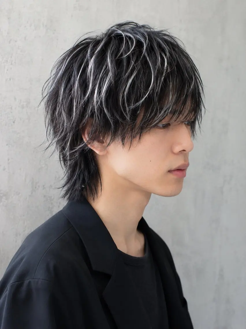 セミロング カラー メンズ メンズメッシュ メンズパーマ メンズウルフカット セミロングパーマ 黒髪 ヘアカラー トリートメント 🔮メンズ縮毛矯正 メンズパーマ💎竹永のヘアスタイル