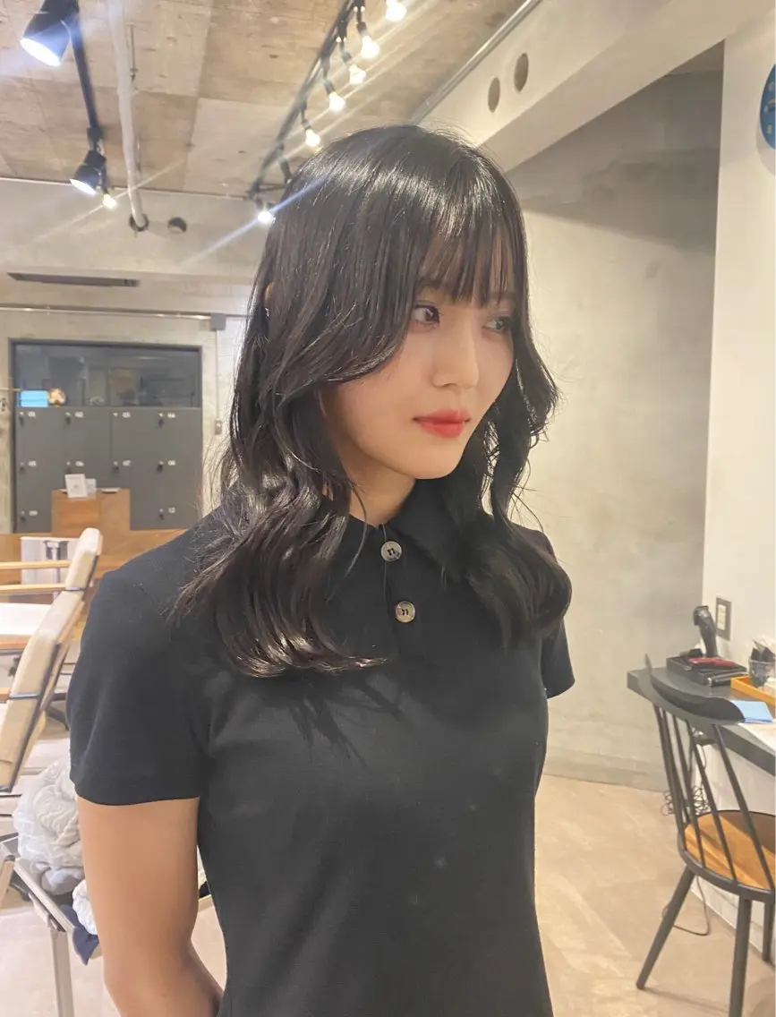 ミディアム カラー ♠️暗髪レイヤー♠️ 中山唯斗のヘアスタイル
