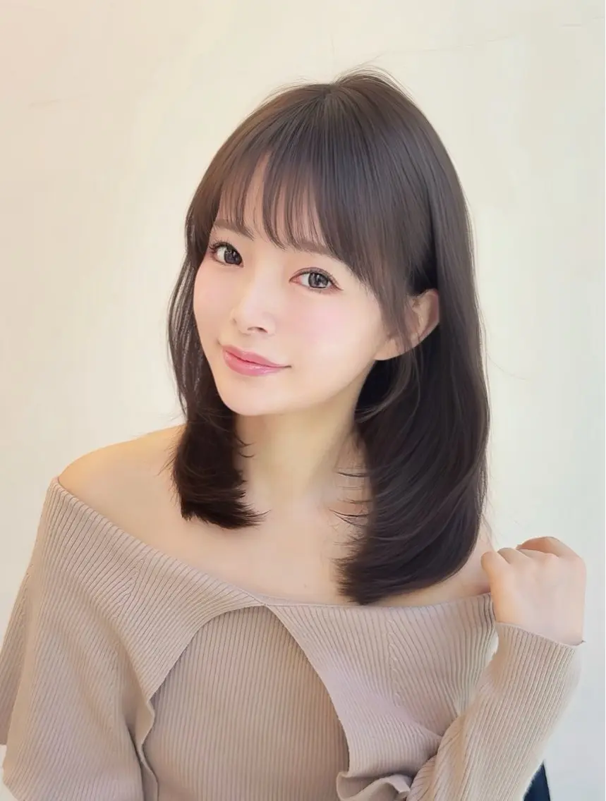 ミディアム 韓国風ヘア レイヤーカット カット ヘアカラー ♦ブリーチなしカラー ×レイヤー♦中島良太のヘアスタイル