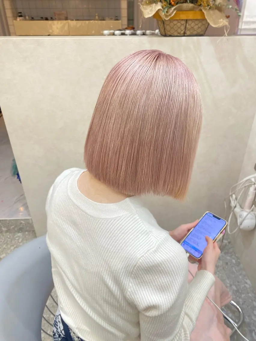 【💎可愛すぎるハイトーン】🫧カット+ダブルカラー+高保湿2stepTr🫧〈補足説明必読〉の写真