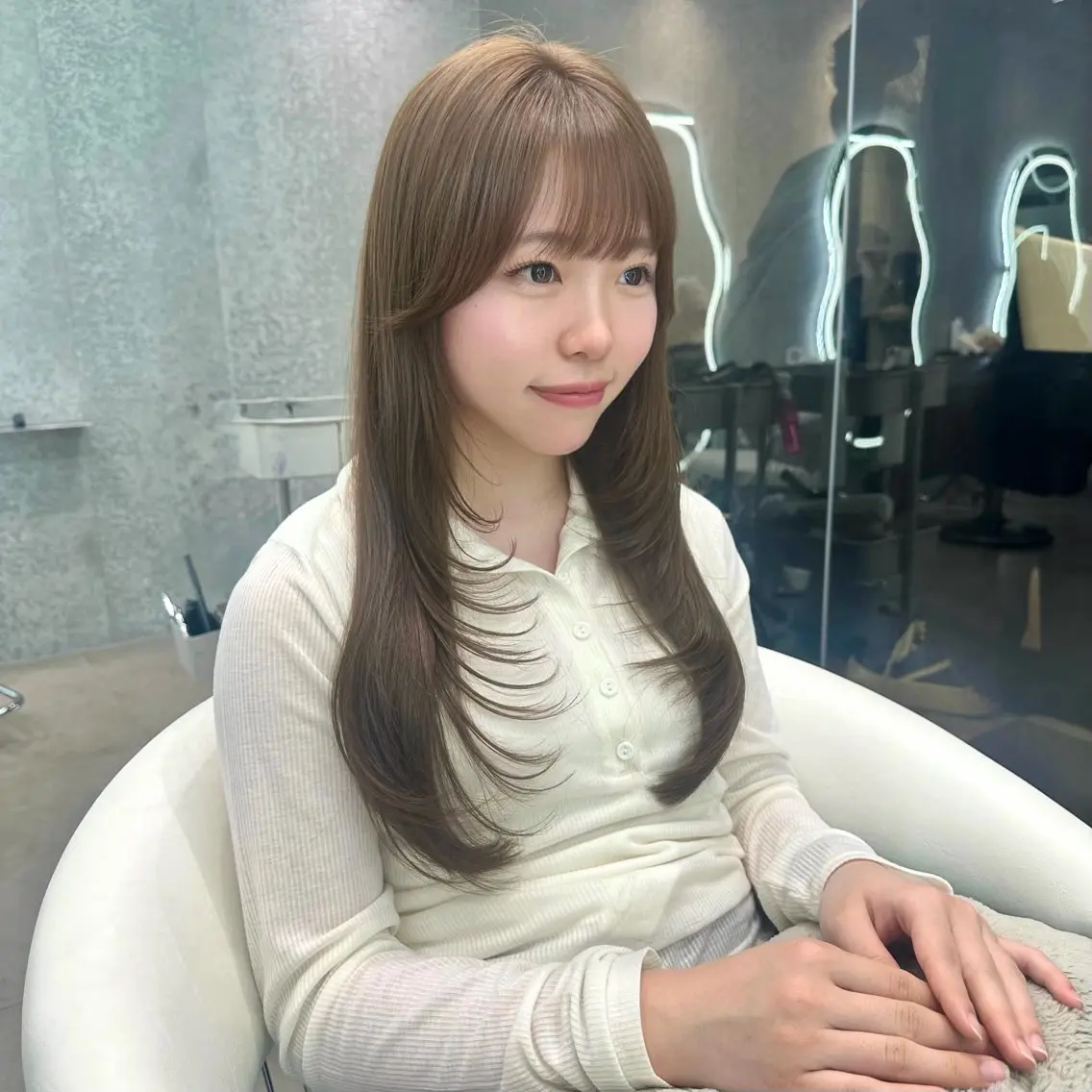 セミロング カラー ヘアアレンジ レイヤーカット カット ヘアカラー トリートメント ブリーチなしW🎀 髪質改善/はのんのヘアスタイル