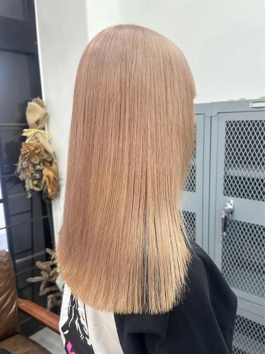セミロング カラー ベージュカラー ブリーチ ミルクティーベージュ ブリーチ透明感カラー 🍀mizuki🍀のヘアスタイル
