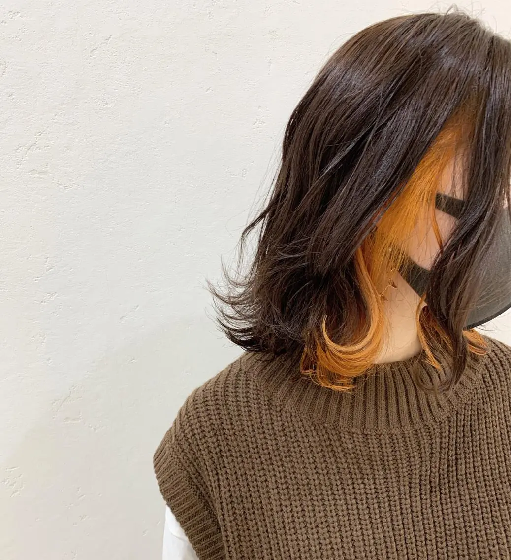 ショート カラー インナーカラー オレンジ ニュアンスカラー🫧 加納のヘアスタイル