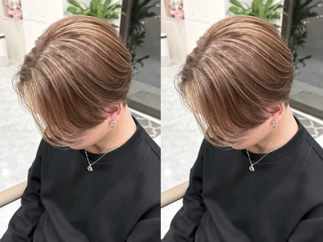 ショート カラー メンズ メンズハイライト ハイライトカラー ハイライト ヘアカラー トリートメント 韓国ヘア　野々山 ゆうとのヘアスタイル