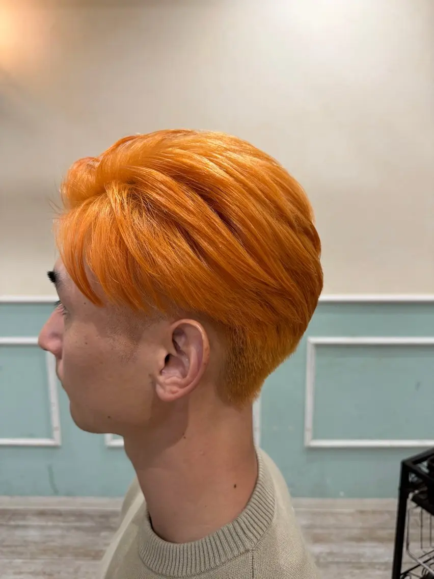 ショート カラー ブリーチ ケアブリーチ オレンジ 髪質改善 カット ヘアカラー トリートメント 新越谷noble店長 松本拓也▶◀*.のヘアスタイル
