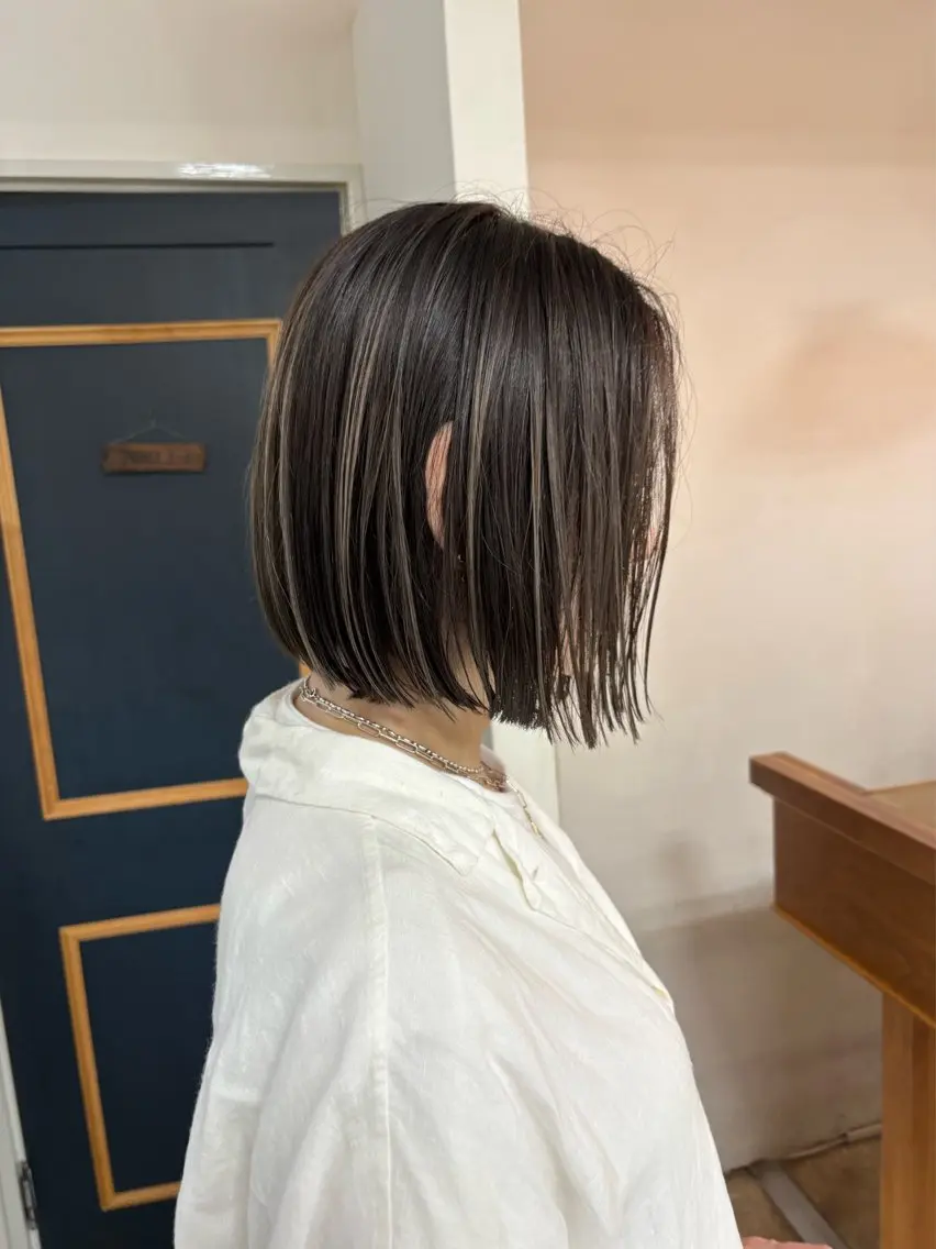 ミディアム カラー ブリーチ 透明感カラー ボブ カット ヘアカラー トリートメント takada kohのヘアスタイル