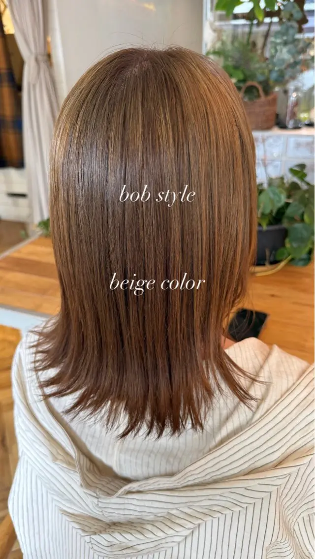 ミディアム カラー ヘアアレンジ ミディアムレイヤー ミディアムパーマ 透明感カラー ボブ くびれヘア みなみ/韓国ボブ/ 韓国レイヤーのヘアスタイル