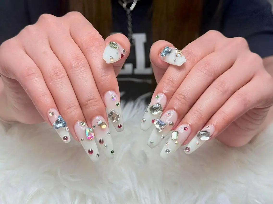 ネイル フレンチネイル 韓国ネイル 水色 マグネットネイル ニュアンスネイル ハンドネイル Hana Rose Nailのネイルデザイン