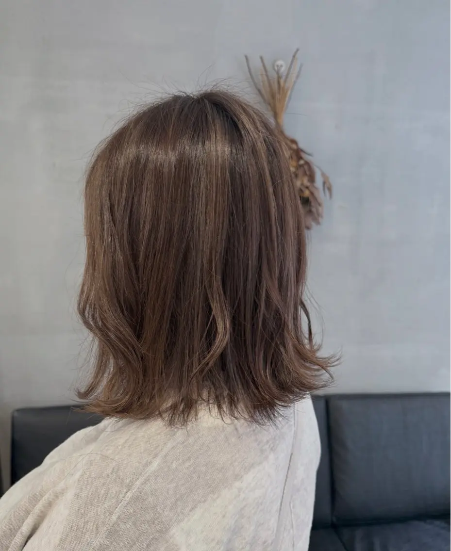 ミディアム カラー ハイライトカラー ハイライト 暖色カラー🍊 ボブ🌿顔周りcutのヘアスタイル