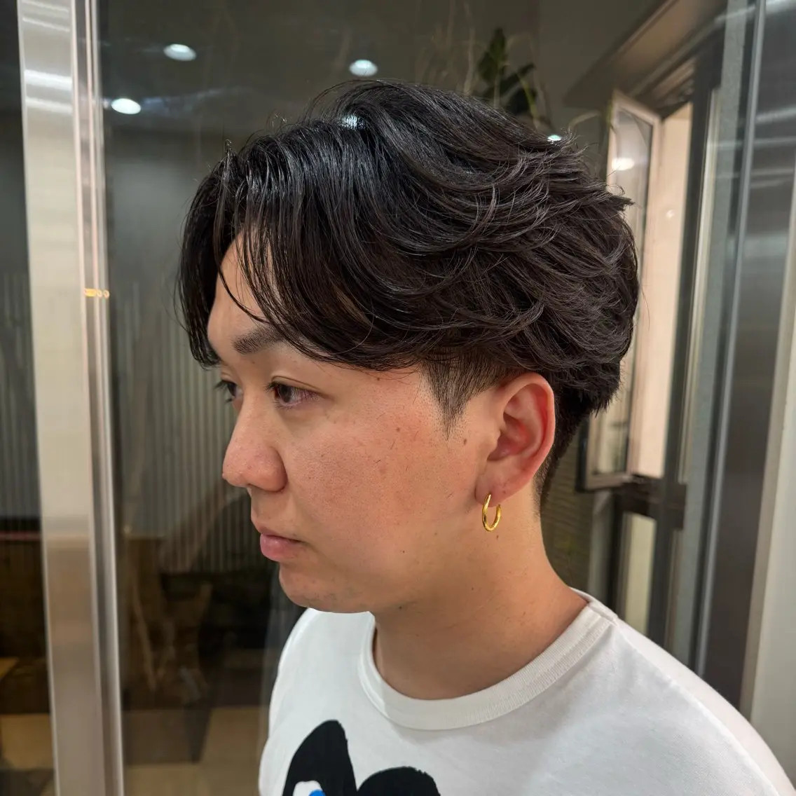 パーマ メンズ カット パーマ ハイトーン/デザイン カラー山下莉歩のヘアスタイル