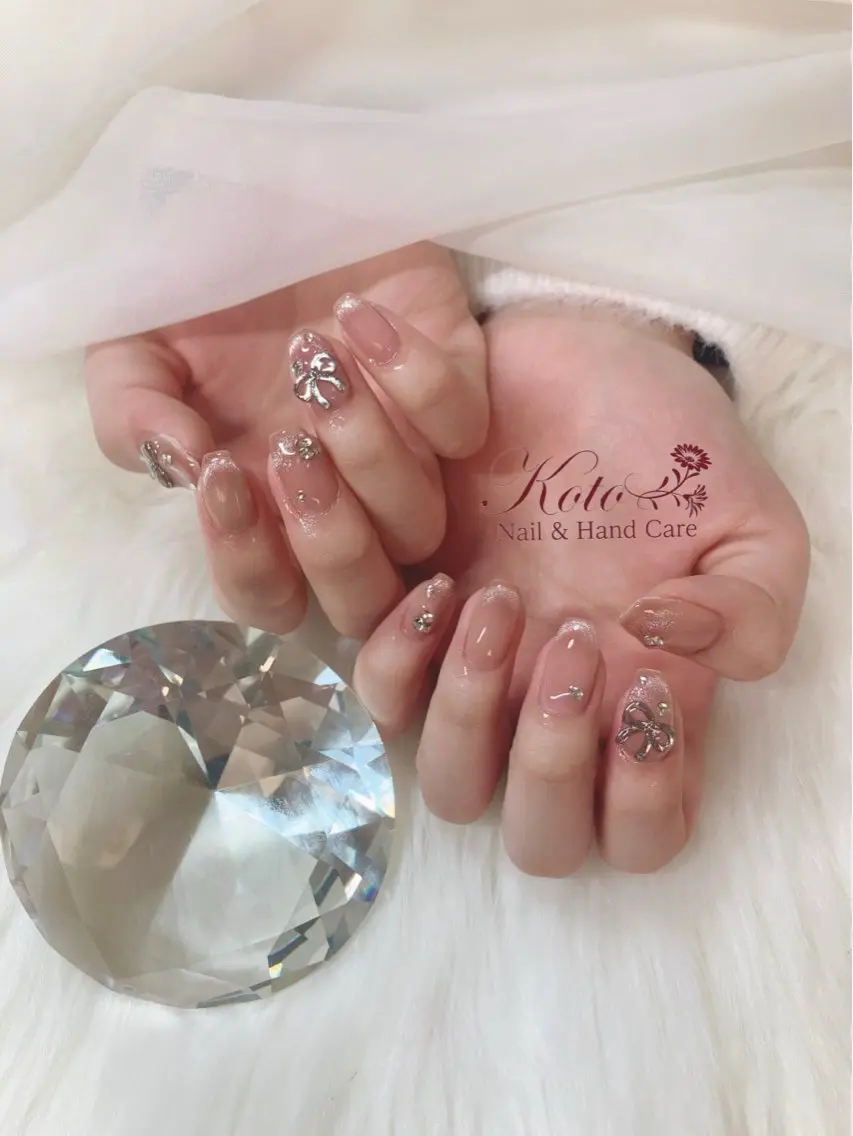 ネイル 長さ出し フレンチネイル ジェルネイル マグネットネイル マグネットフレンチ ハンドネイル Nail Salon KOTOのネイルデザイン