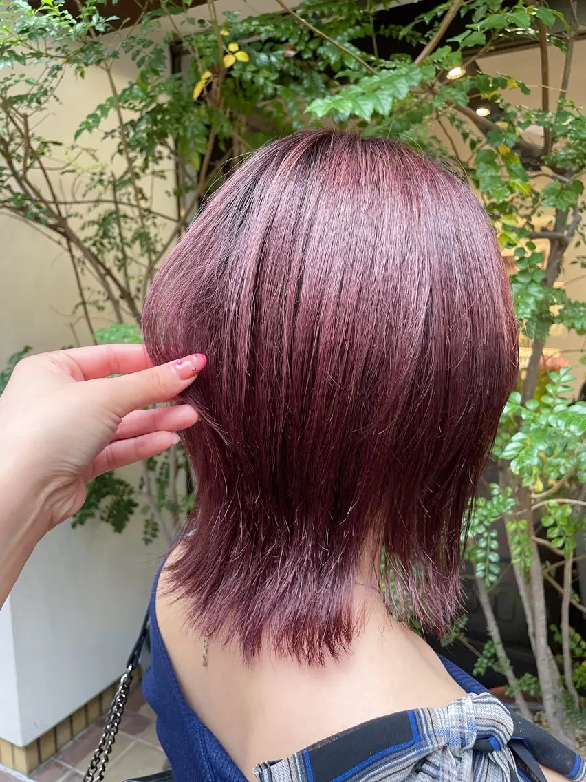 ミディアム ヘアカラー Reira ¦ボブ ・レイヤー¦顔周りのヘアスタイル