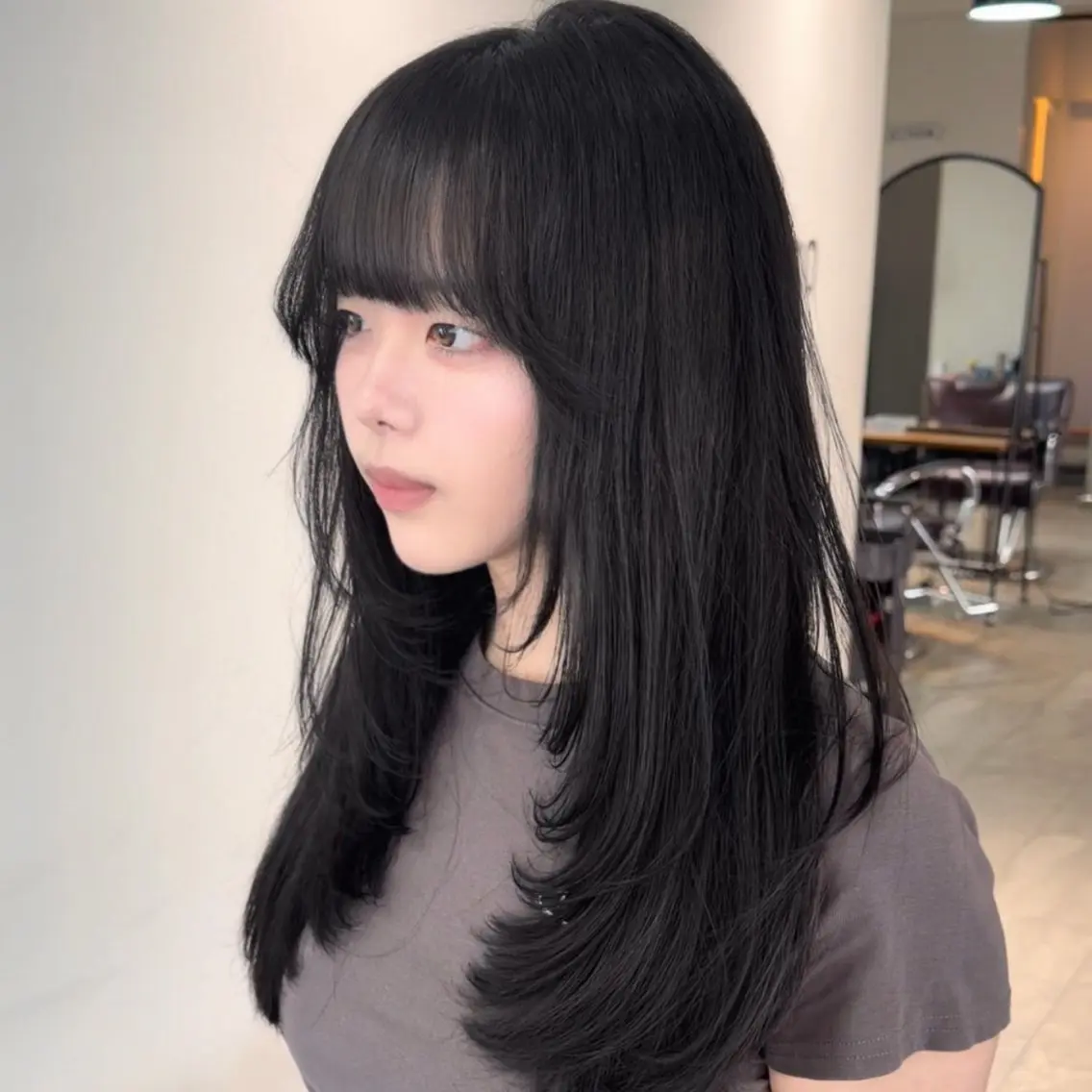ロング カラー ヘアアレンジ ヘアカラー ヘアセット 韓国ヘア/レイヤー/ 🩶ツブラ🩶のヘアスタイル